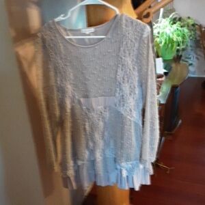 Tan Lace Long Sleeve Top